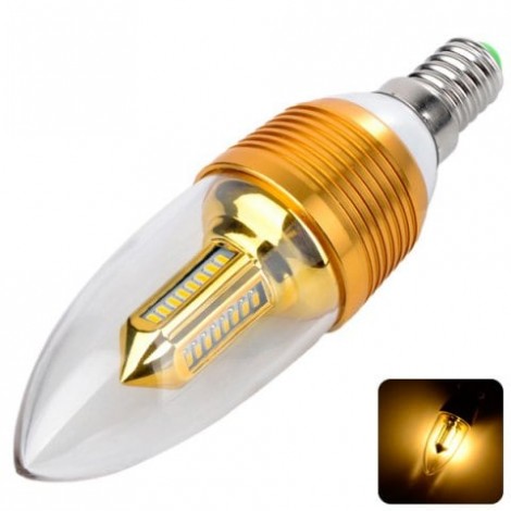 3W SMD-3014 x 32 E14 Warm White Golden Appearance LEDs Candle Light (300 Lumens AC 85-265V)