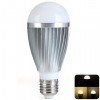 9W E27 Remote Controlled Warm White Vertical Stripe 20-LED Ball Bulb with Controller - 800LM 85-265V