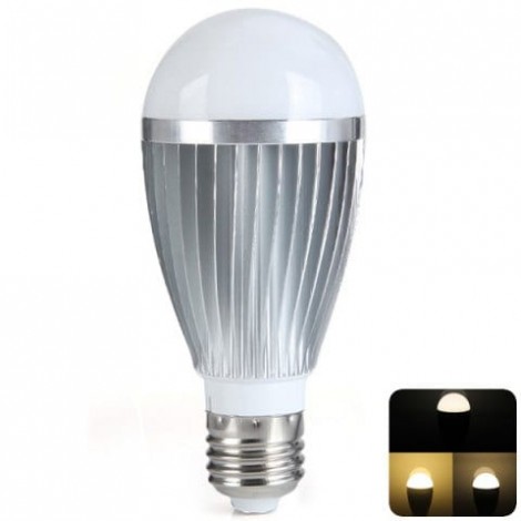 9W E27 Remote Controlled Warm White Vertical Stripe 20-LED Ball Bulb with Controller - 800LM 85-265V