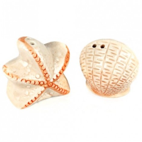 2pcs / Set Starfish and Shell Style Ceramics Seasoning Bottle Condiment Jar Kitchen Supplies Spice Tools