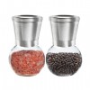 2PCS Stainless Steel and Glass 2 in 1 Pepper Grinder Practical Seasoning Box Spice Salt Storage Case Kitchen Supplies