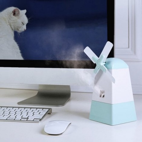 Mini Mist Diffuser Windmill Shape Fan Anion Humidifier For Office Home