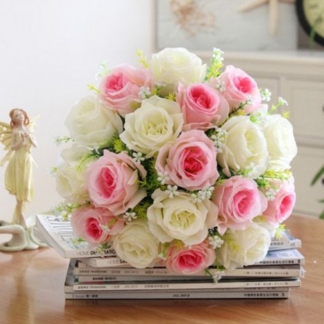 Artificial Rose Flower Bouquet Home Wedding Decor Festival Gift