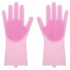 Pair of Heat Resistance Silicone Cleaning Gloves for Bathroom Kitchen