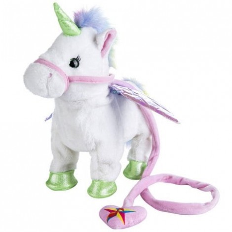 Cute Unicorn Leash Flying Horse Walk Electric Dragon Horse Plush Toy