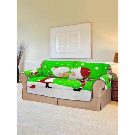 Christmas Santa Couple Pattern Couch Cover