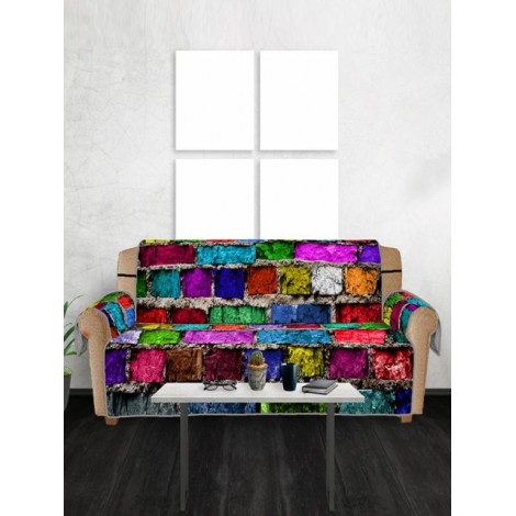 Colorful Brick Wall Pattern Couch Cover