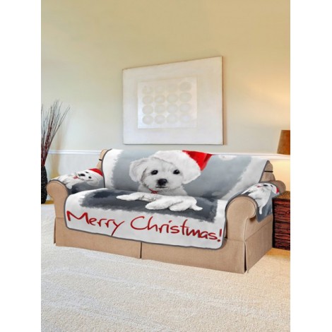 Merry Christmas Dog Pattern Couch Cover