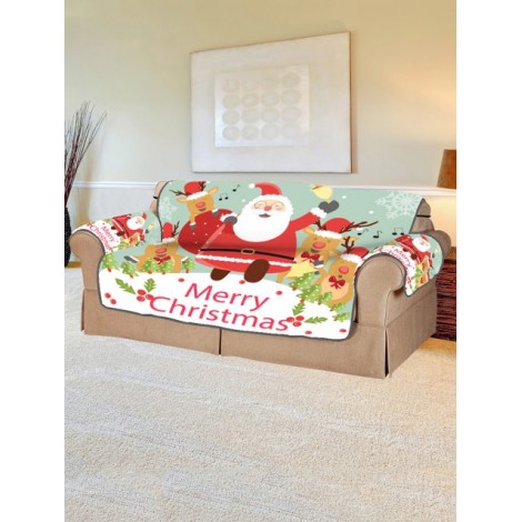 Deer Father Christmas Pattern Couch Cover