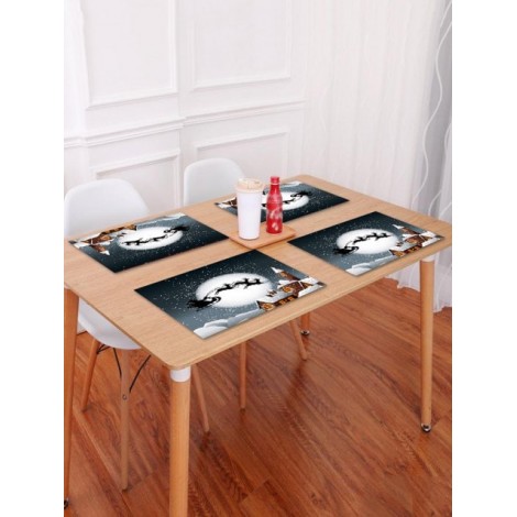 1PC Christmas Elk Sleigh Printed Placemat