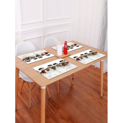 1PC Christmas Snowmans Printed Placemat