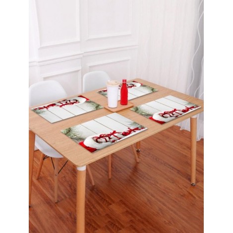 1PC Christmas Gift Wooden Printed Placemat