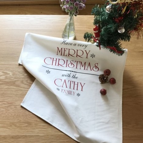 Christmas Cotton Napkins Oil-proof Anti-fouling Anti-dirty Tea Towel Cover Double-layer Placemat