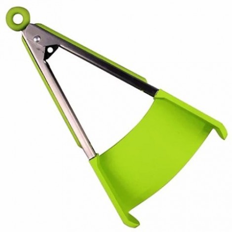 Intelligent Multi-functional Kitchen 2-in-1 Spatula Tongs Non Stick Heat Resistance Food Folder