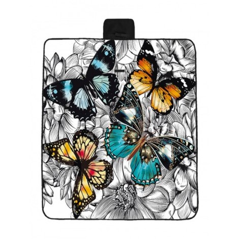 Butterfly and Flowers Print Waterproof Picnic Blanket